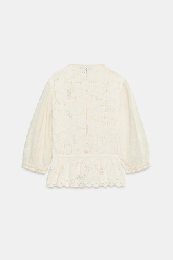 ZARA РОМАНТИЧНЫЙ КАРДИГАН С КОМБИНИРОВАННЫМИ ДЕТАЛЯМИ, ЭКРЮ