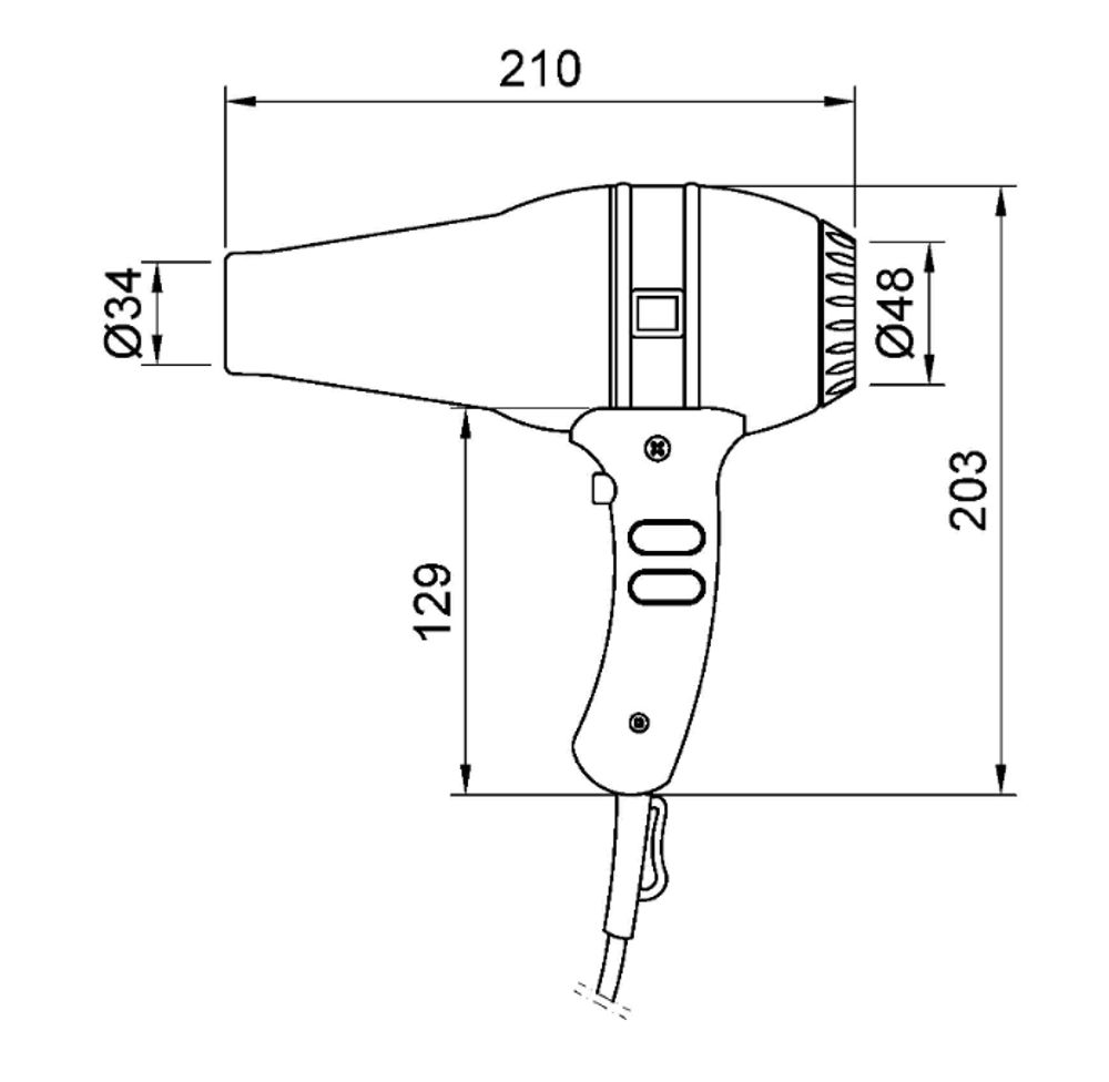 Фен настенный 1800 W нерж. сталь HOTEL LINE 02013 глянцевый