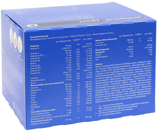 Orthomol Sport Питьевые бутылочки + таблетки + капсулы