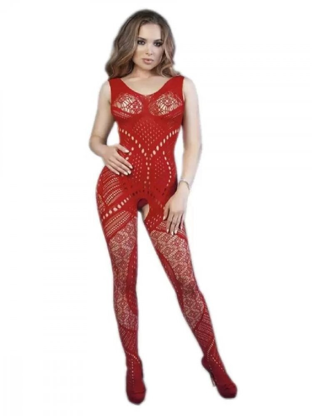 Боди-комбинезон геометрия с доступом Le Frivole красный S/L