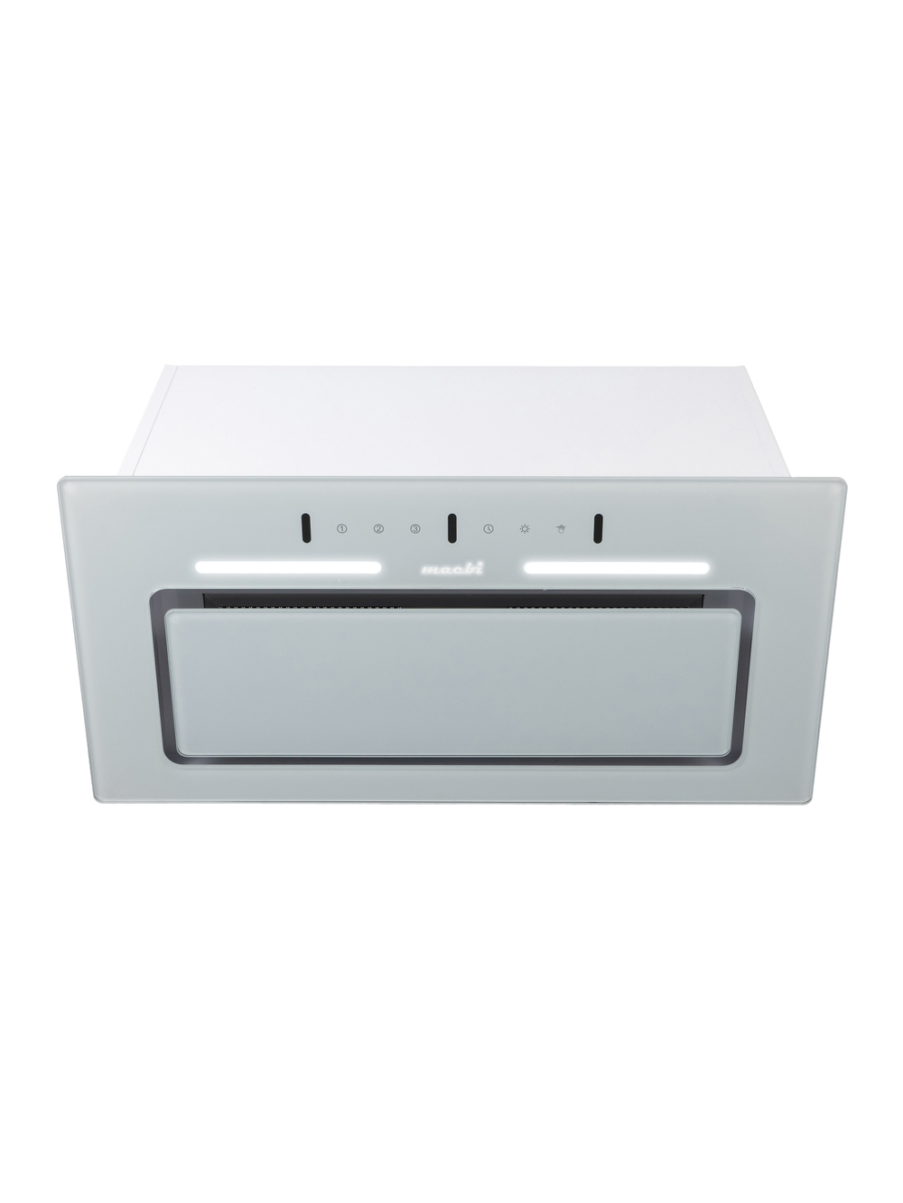 Вытяжка кухонная LedyDC-60GT (WHITE) белый, D150мм,1100м3/ч, полновстраиваемая, ИНВЕРТОРНЫЙ Мотор 110Ватт (Энергетическая эфф-ть класс А+), стекло 60см, сенсорное управление + управление жестами (MACBI)