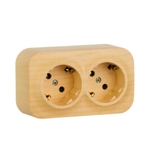 Розеточный блок двойной с заземлением со шторками IP20 16А 250В дерево Quteo Legrand