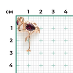 Брошь «Розовый фламинго» из красного золота с гранатом и эмалью