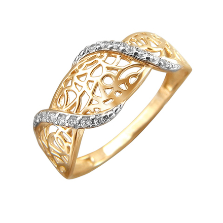 Кольцо с фианитом из красного золота 585 пробы JA-R-К1110031