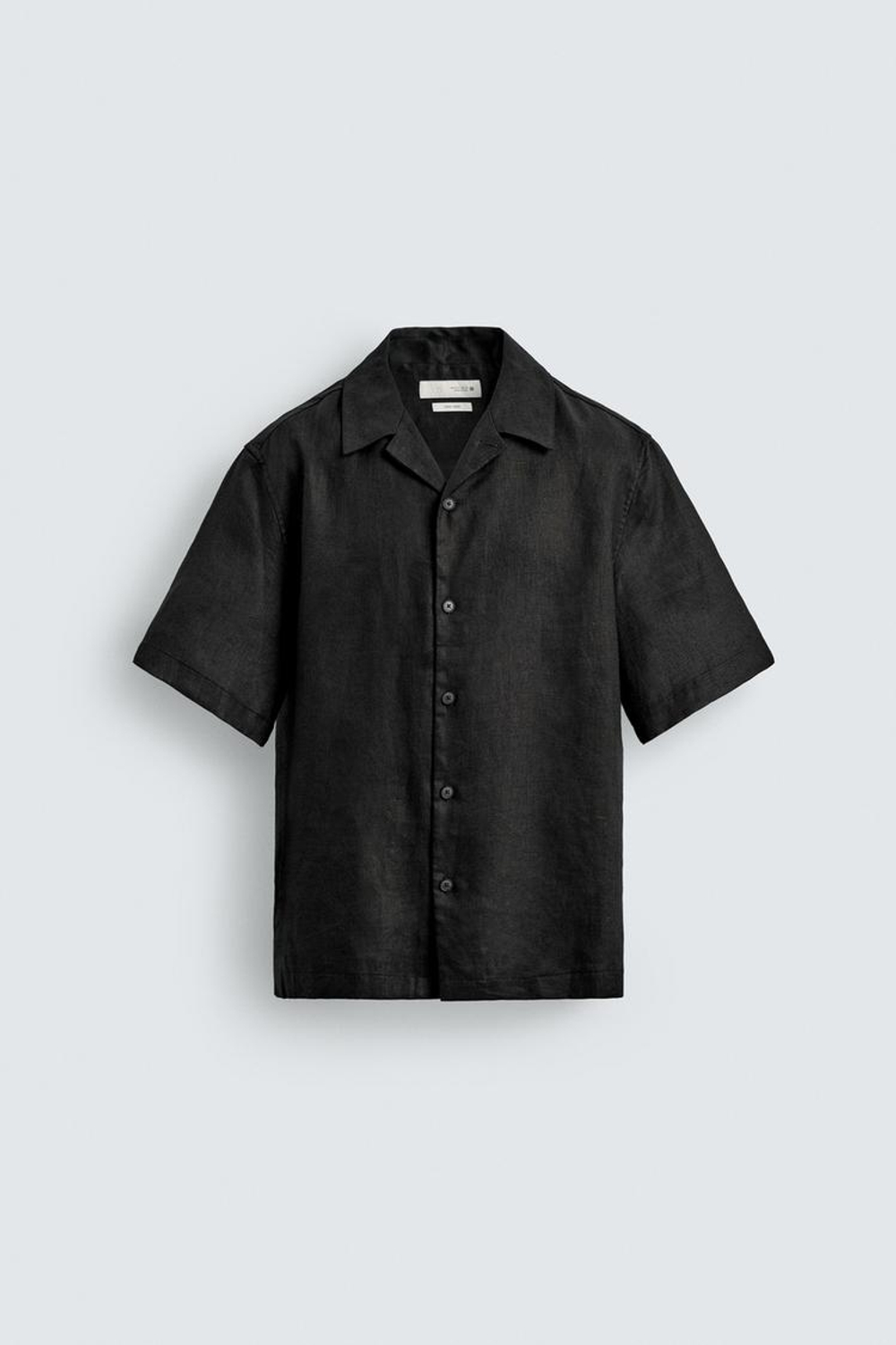 ZARА РУБАШКА RELAXED FIT ИЗ 100% ЛЬНА, ЧЕРНЫЙ