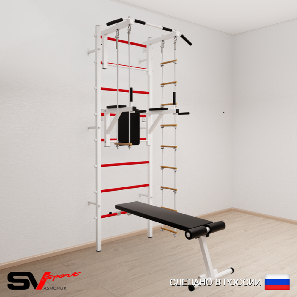 Шведская стенка Sv Sport усиленная 689 (Турник стандарт/Брусья/Скамья/Лестница/Трапеция)