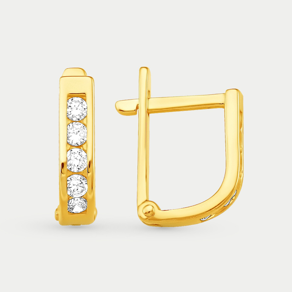 Серьги детские с фианитами из желтого золота 585 пробы (арт. С40218558)