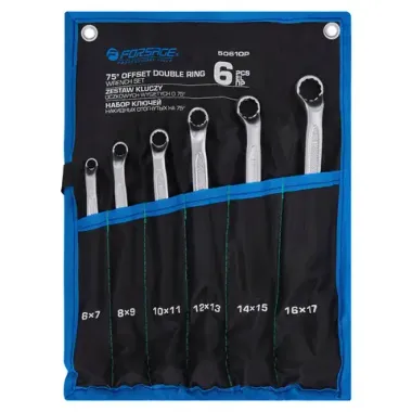 Ключи накидные отогнутые на 75град., набор 6пр. (6х7, 8х9, 10х11, 12х13, 14х15, 16х17мм) Forsage F-50610P