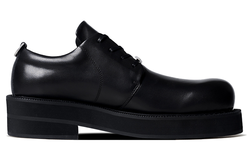 TERRA INCOGNITA Round Tip Derby Top Grain Cow Leather Men"s Casual Leather Shoes Men"s Black
