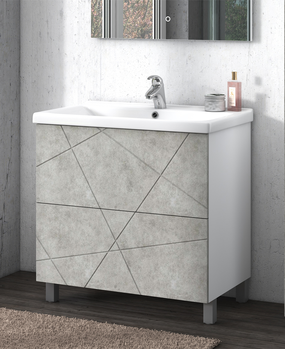 Тумба Vigo Geometry 800-0-2 цвет Бетон с умывальником (tn.GEO.NEO.80.2Y )