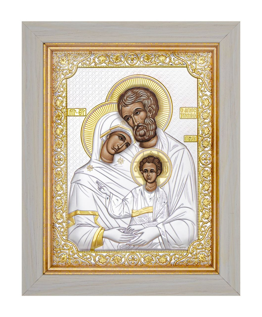 Св. Семейство, икона прямоугольная в рамке под стеклом, белое дерево 170х210