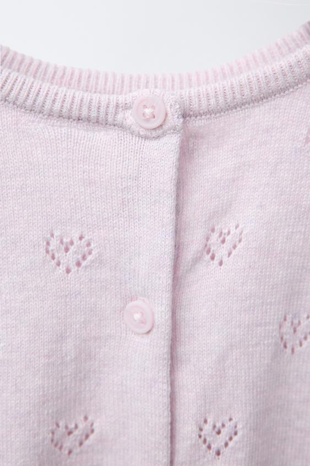 ZARA КАРДИГАН ИЗ СМЕСОВОГО ХЛОПКА И ШЕЛКА «2 В 1» С УЗОРОМ «СЕРДЦА», РОЗОВЫЙ