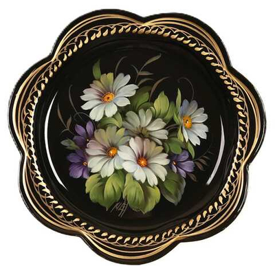 Жостовский поднос декоративный, размер 18 см (A1), металлический