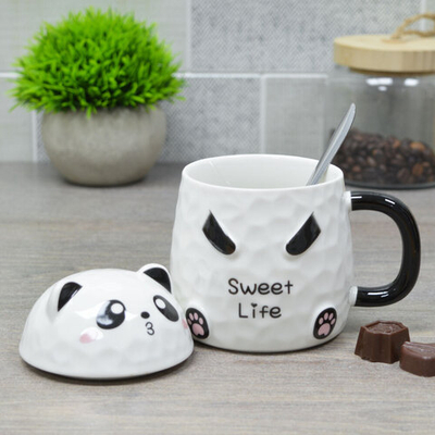 Кружка 380мл с крышкой и ложкой Панда