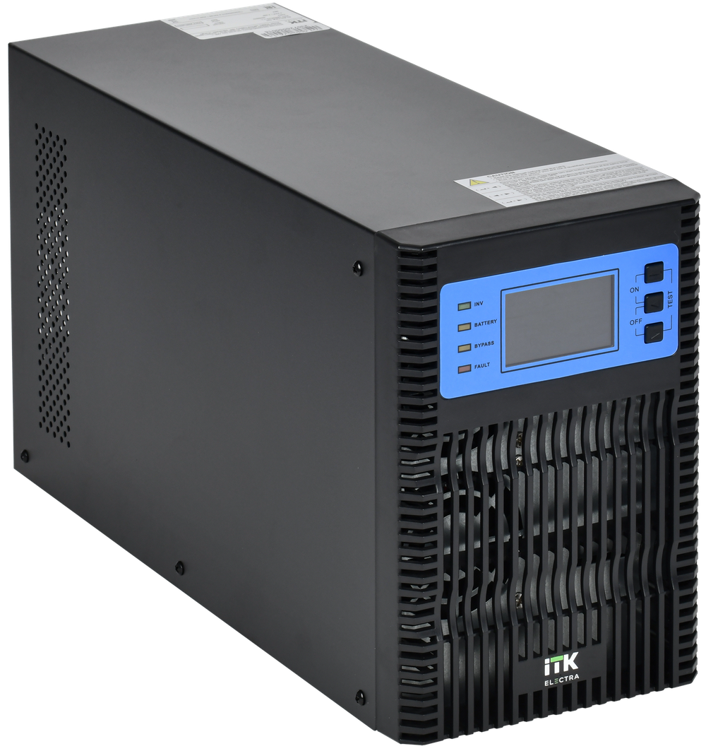 ITK ELECTRA OT ИБП однофазный онлайн 3кВА/3кВт LCD дисплей 96VDC 4хС13 без АКБ с регулируемым зарядным устройством USB EPO RS232 SNMP слот Tower