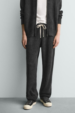 ZARA БРЮКИ ИЗ РЕЛЬЕФНОГО ТРИКОТАЖА, МОРСКОЙ СИНИЙ