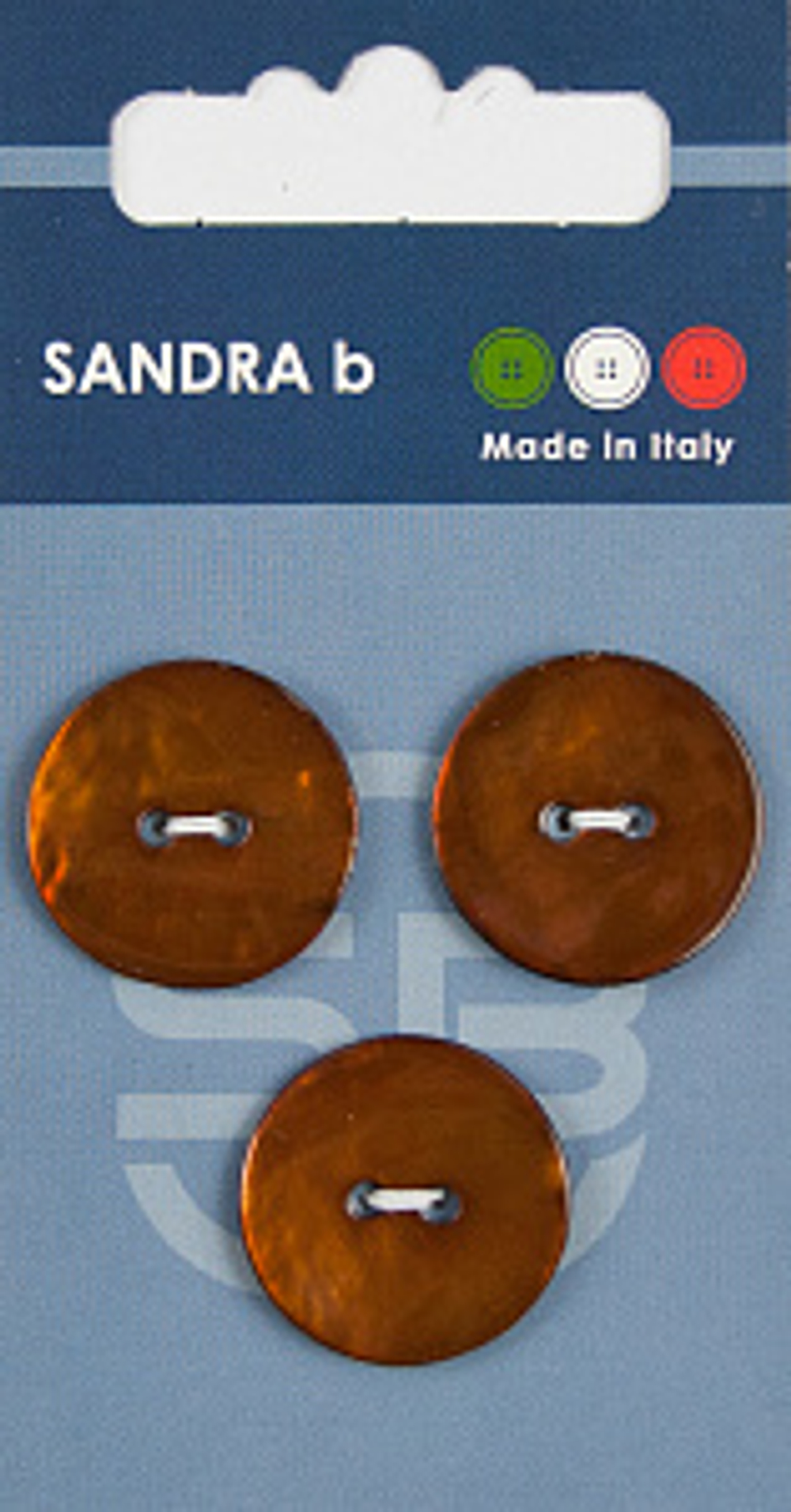 Пуговицы Sandra,20.5 мм, коричневый (3 шт на блистере)
