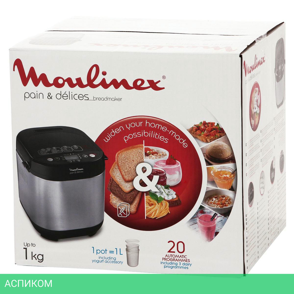 Хлебопечка Moulinex OW240E30 серебристый/черный