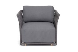 "Лугано" кресло плетеное из роупа, каркас алюминий темно-серый (RAL7024) муар, роуп темно-серый круглый, ткань темно-серая YB25-0027