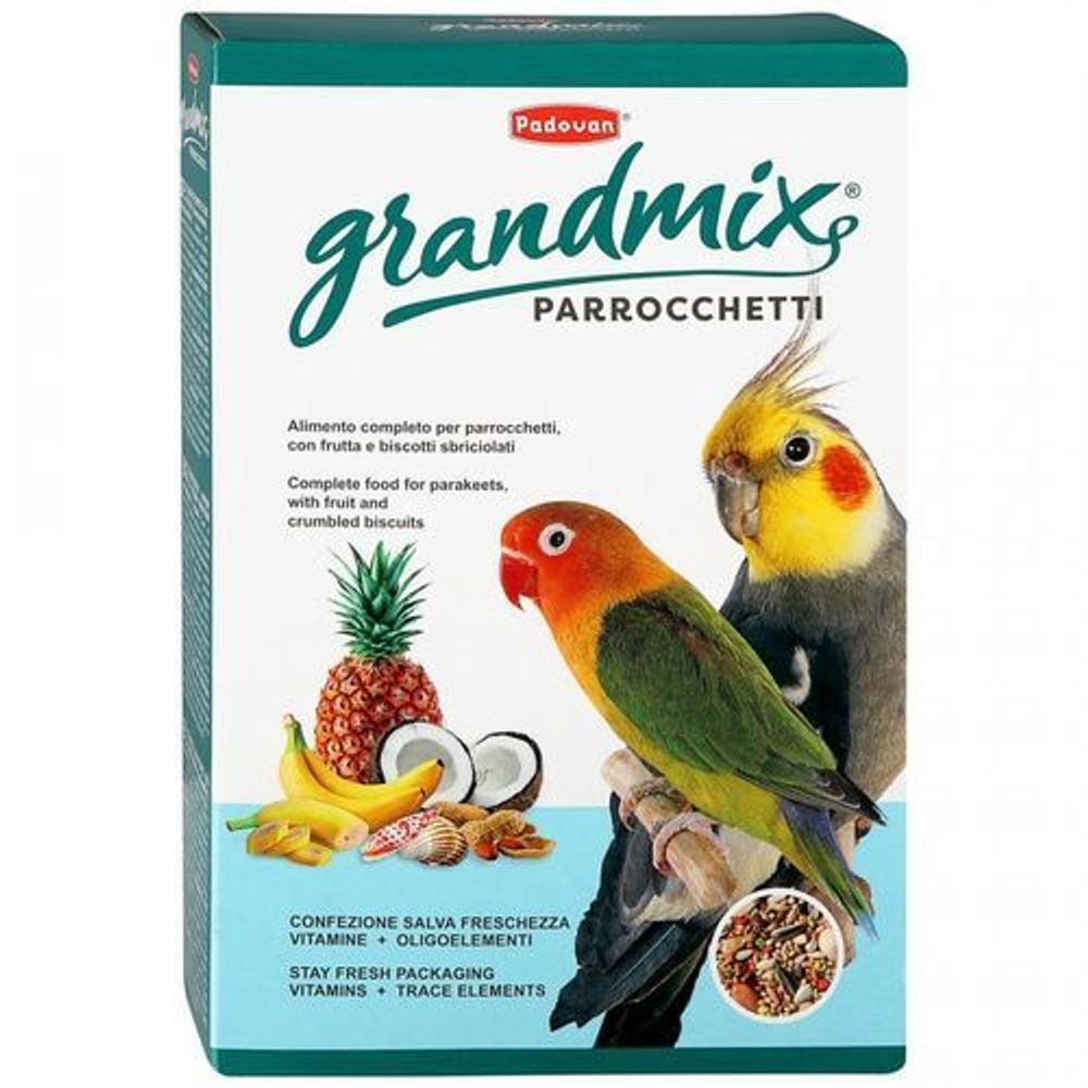 Корм Padovan GRANDMIX parroсchetti комплексный, основной для средних попугаев 850 г