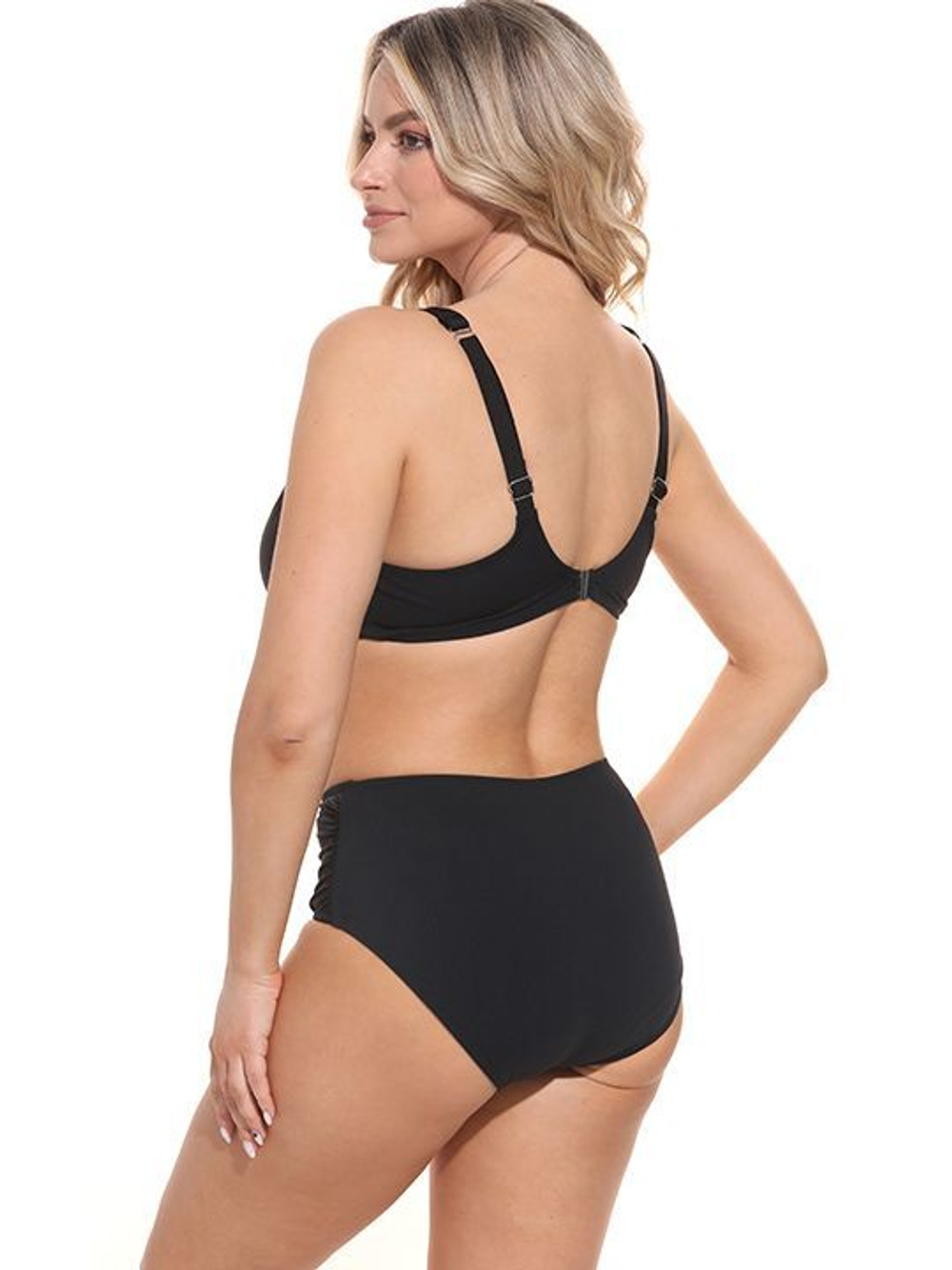 Раздельный купальник Classic Fab с декоративными сборками (Размер: E/L) (Цвет: черный с золотистым)