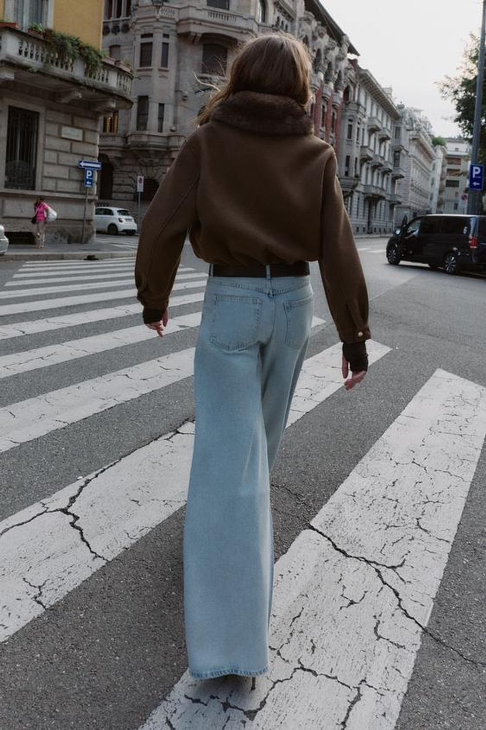 ZARA ДЖИНСЫ Z1975 WIDE-LEG С ВЫСОКОЙ ПОСАДКОЙ, ГОЛУБОЙ