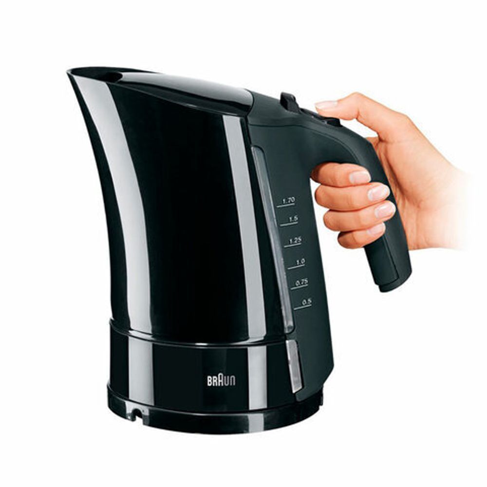 Чайник BRAUN WK-300, 1,7 л, 2200 Вт, закрытый нагревательный элемент, пластик, черный