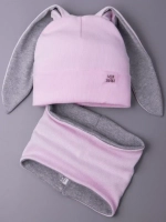 Шапка для девочек осенняя, с ушками розовая