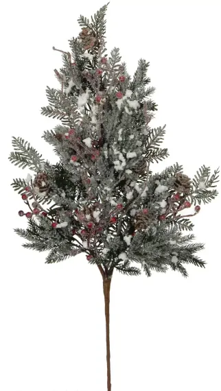 Декорированная веточка &quot;Айсберг&quot; с красными ягодами 73*20 см. (83094)