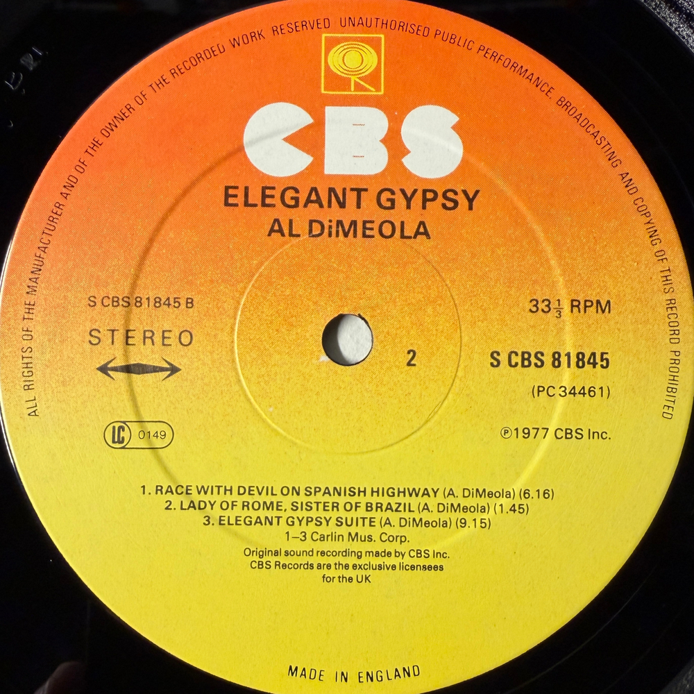 Al Di Meola ‎– Elegant Gypsy (Англия 1977г.)