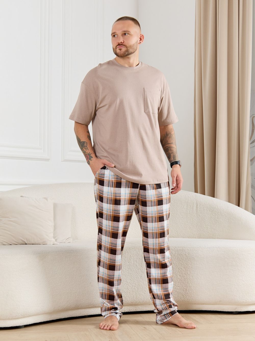 Брюки мужские Тор-1 Виотекс КЛЕТКА КОРИЧНЕВАЯ