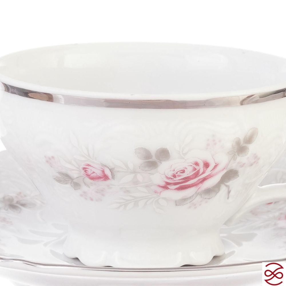 Набор чайных пар Bernadotte Серая роза платина 220 мл(6 пар)