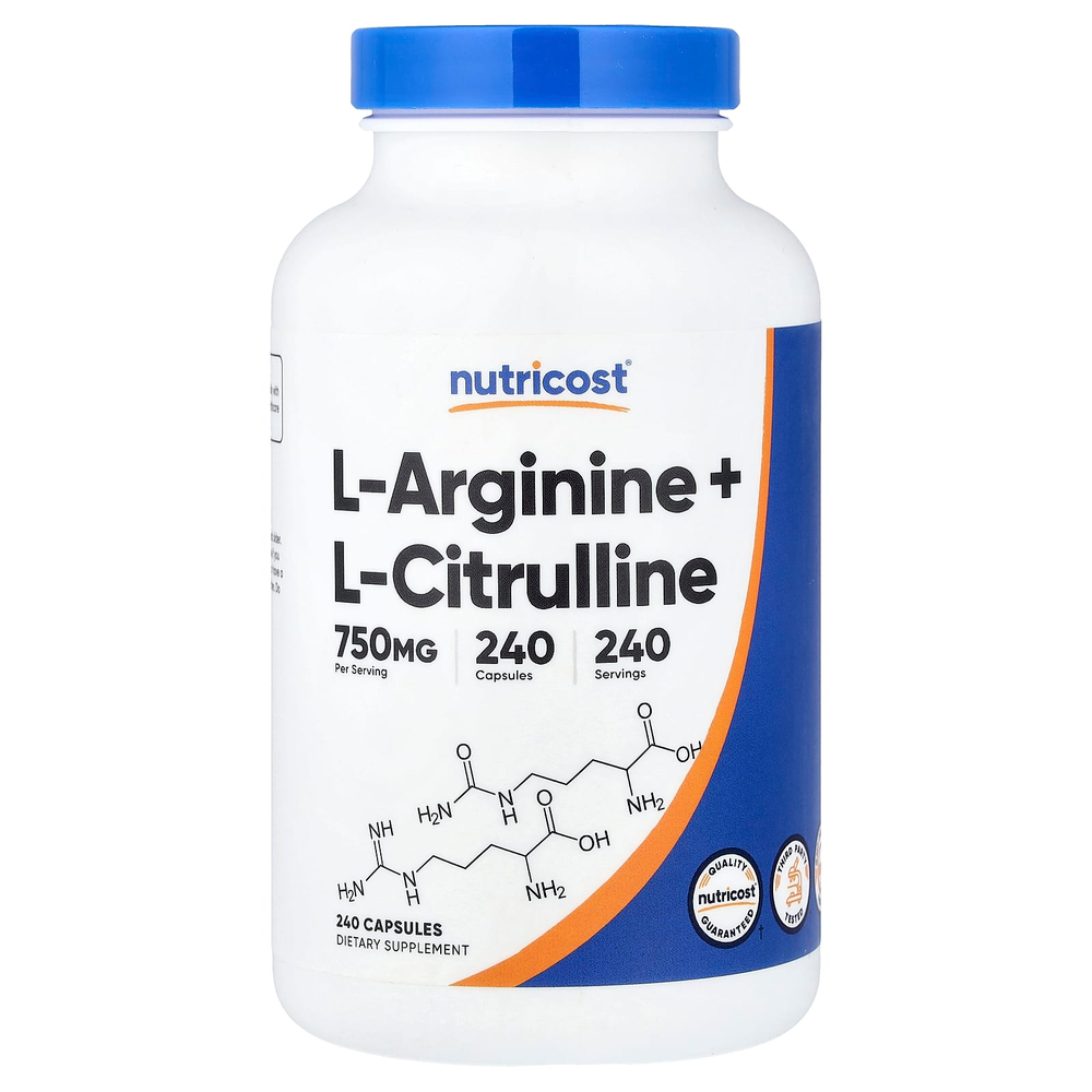Nutricost, L-аргинин + L-цитруллин, 240 капсул