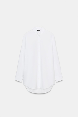 ZARA РУБАШКА ОКСФОРД ОВЕРСАЙЗ, БЕЛЫЙ
