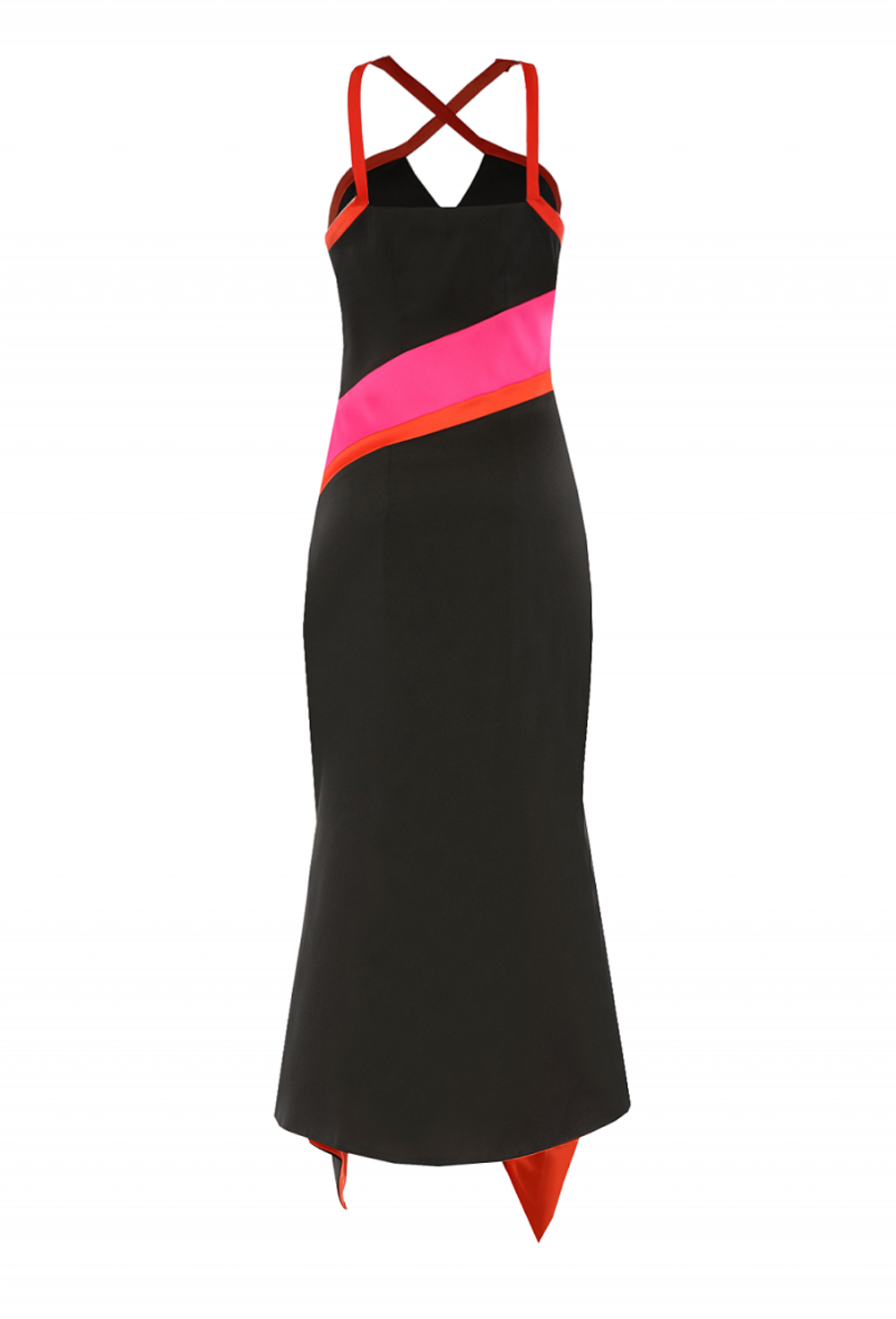 Платье с крестообразными лямками чёрное 32-19 SS