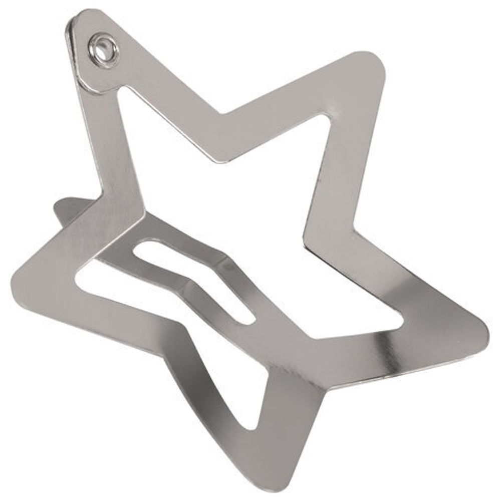 Заколки для волос НАБОР 10 шт., 3,5 см, клик-клак, звездочки, глянцевый, серебристый, MONTE VITA, 457083