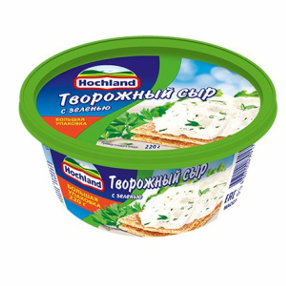 Сыр творожный Hochland с зеленью 60% 220 г