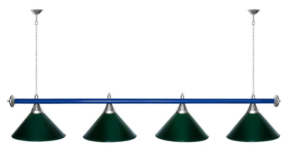 Лампа STARTBILLIARDS 4 пл. (плафоны зеленые,штанга зеленая,фурнитура золото)