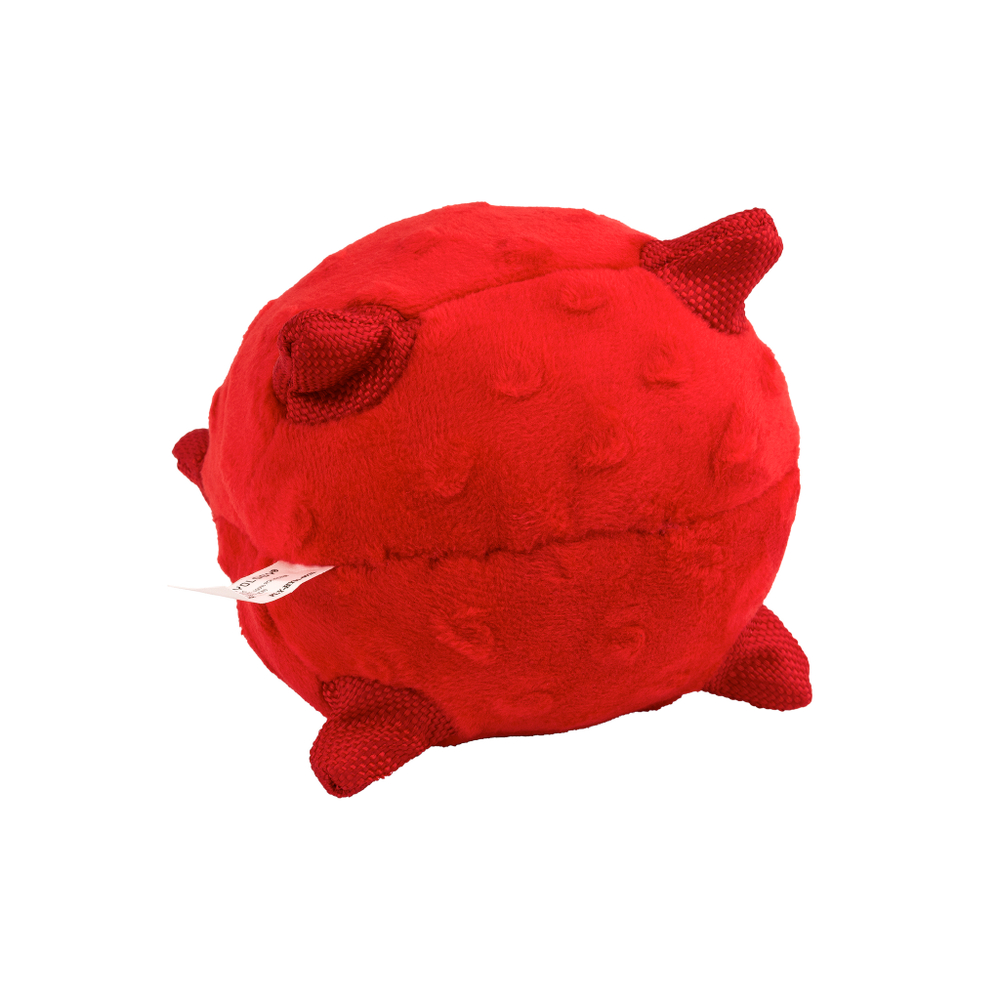 Сенсорный плюшевый мяч Playology PUPPY SENSORY BALL 11 см для щенков мелких и средних пород 8-16 недель с ароматом говядины, цвет красный