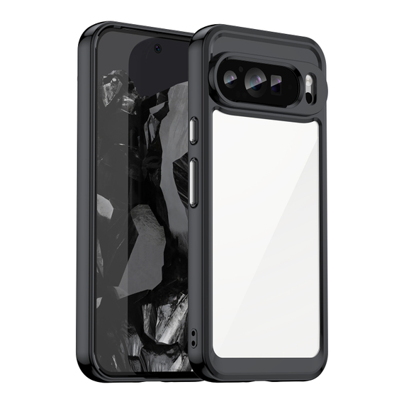 Прозрачный чехол с усиленными рамками черного цвета для Google Pixel 9 Pro XL, увеличенные защитные свойства