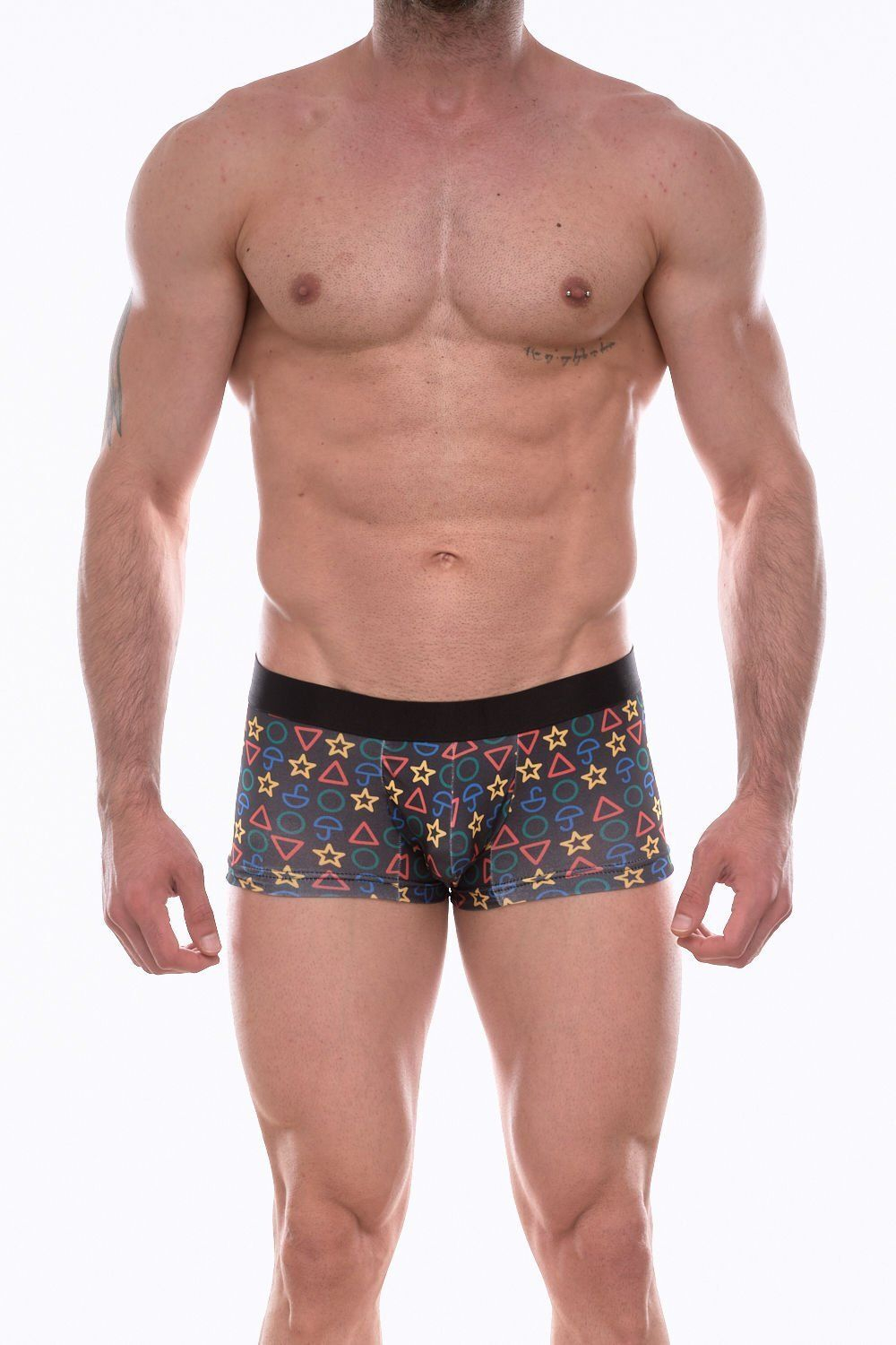 Темно-серые трусы-боксеры с цветным принтом (Размер: XL) (Цвет: темно-серый)