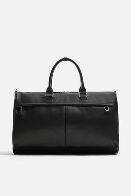 ZARA ДОРОЖНАЯ СУМКА ИЗ РЕЛЬЕФНОЙ ТКАНИ, ЧЕРНЫЙ