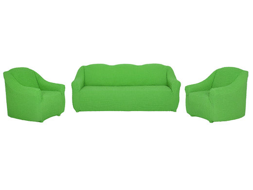 Комплект чехлов на диван и 2 кресла без оборки, цвет Фисташковый