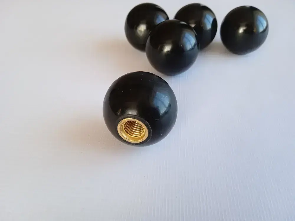 Ручка шар для станка 25 мм черная резьба М10 латунная вставка/Комплект из 5 штук