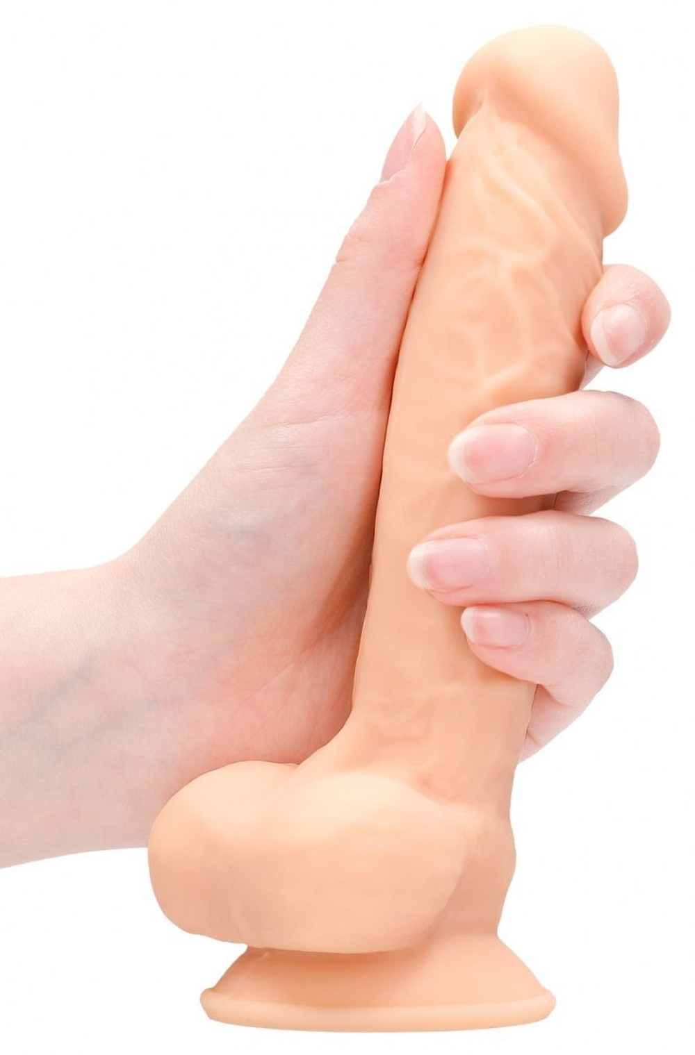 Телесный фаллоимитатор Silicone Dildo With Balls - 17,8 см. (Цвет: телесный)