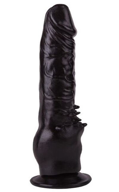 Чёрный фаллоимитатор с клиторальными шипами - 17,8 см.