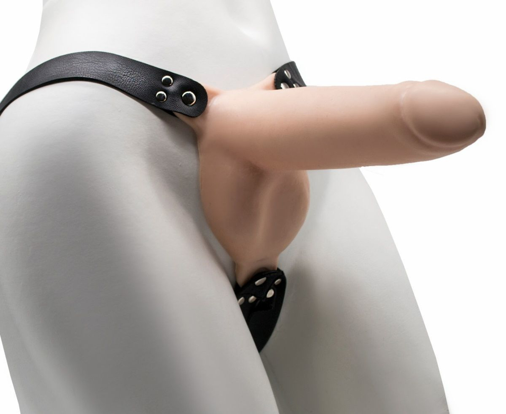 Фаллопротез пустотелый LOVETOY – на ремешках, 19,5 см