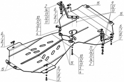 Защита картера Двигателя, КПП. 2 мм, Сталь. для BMW 5 (e39) 1995-2003 MOTODOR.00231