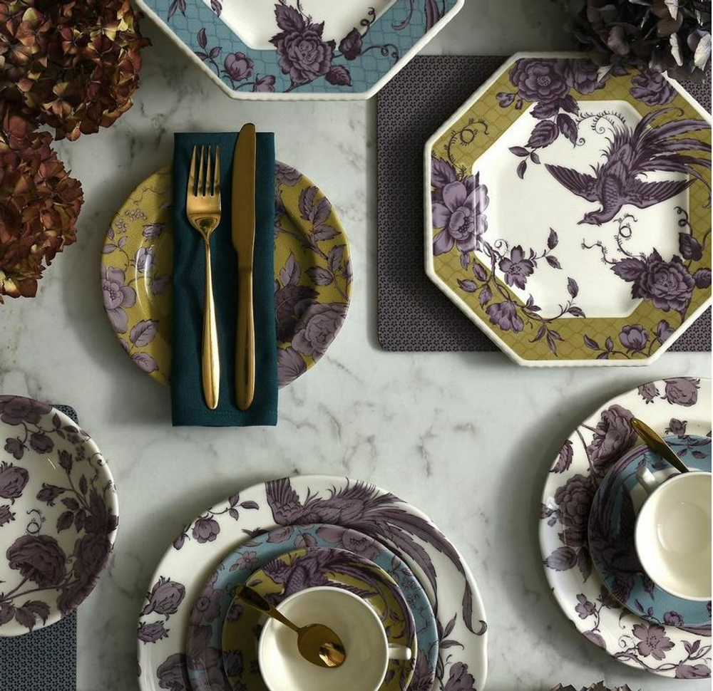 Spode - Восьмиугольная тарелка Kingsley Teal, 24 см, спод для завтрака / артикул   KINTE83090  / GTIN 00799300