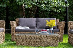 "Капучино Сингл" лаунж-зона из искусственного ротанга (гиацинт), цвет соломенный